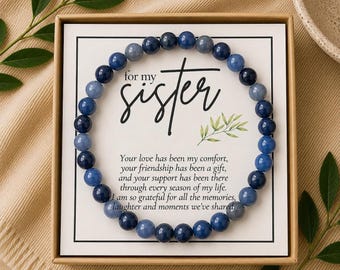 Sister Birthday Gift Natural Stone Bracelet Jewelry Women Personalized Sibling Special Occasion Present