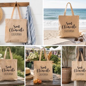 San Clemente Bag California Beach Gift Canvas Book Bag Reusable Market Carrier Everyday Carryall Tote San Clemente Ca Coastal Town Souvenir image 8