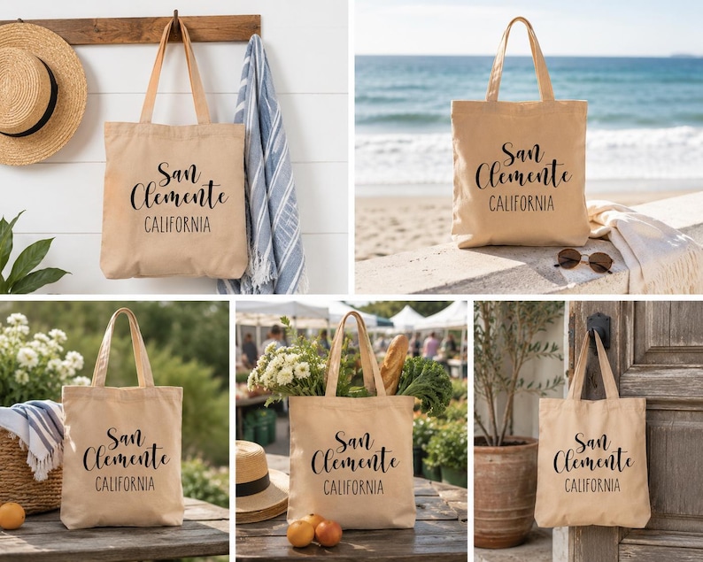 San Clemente Bag California Beach Gift Canvas Book Bag Reusable Market Carrier Everyday Carryall Tote San Clemente Ca Coastal Town Souvenir image 8