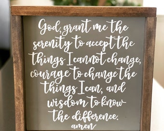 Serenity Prayer Sign | Recovery Gift | God Grant Me The Serenity