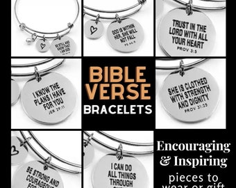 Engraved Silver Bible Verse Bracelet | Bible Verse Jewelry | Christian Bracelet | Mantra Bracelet | Engraved Bracelet