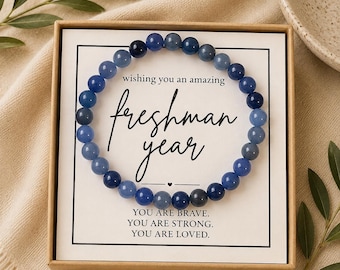 Freshman Gift Personalized Stone Bracelet Leaving for College Christian Jewelry Gift Under 20 Gemstone Bead Starting High School