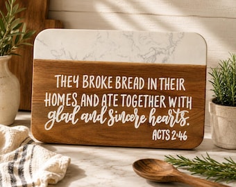 Christian Cutting Board Hand Painted Scripture Serving Tray Wooden Charcuterie Platter Farmhouse Kitchen Hostess Gift Housewarming Rustic