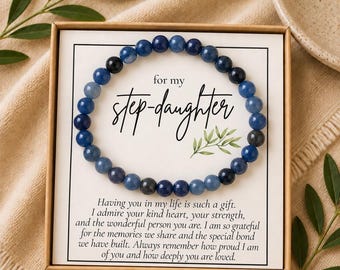 Step Daughter Birthday Gift Natural Stone Bracelet Personalized Jewelry Handmade Beaded Gemstone Stretch Inspirational From Step Mom