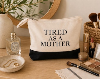 Tired Mother Bag California Beach Tote Jute Market San Clemente Cosmetic Makeup Case Canvas Toiletry Organizer Travel Beauty Storage Zipper
