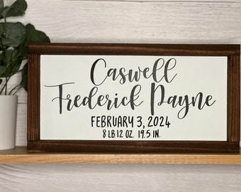 Baby Birth Announcement Sign | Baby Name and Birth Details Sign