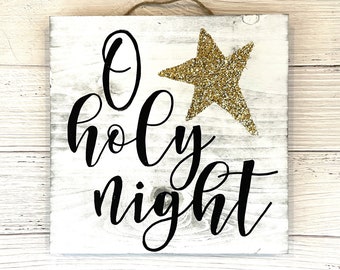 O Holy Night | Christian Christmas Wall Decor | O Holy Night Door Hanger