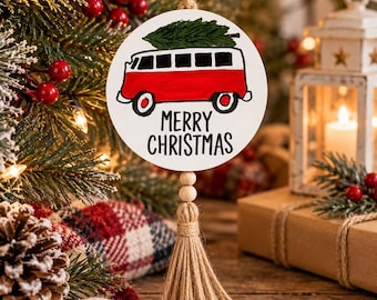 Volkswagen Bus Christmas Ornament Hand-Painted Custom VW Vab Holiday Gift Tag