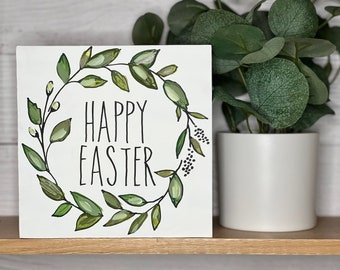 Happy Easter Sign | Christian Easter Wall Decor | Easter Tiered Tray Sign| Happy Easter Decor| Easter Dinner Hostess Gift