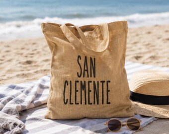 San Clemente Bag California Beach Tote Jute Market Carrier Reusable Grocery Shopping Sustainable Eco Friendly Travel Gift Custom Wedding