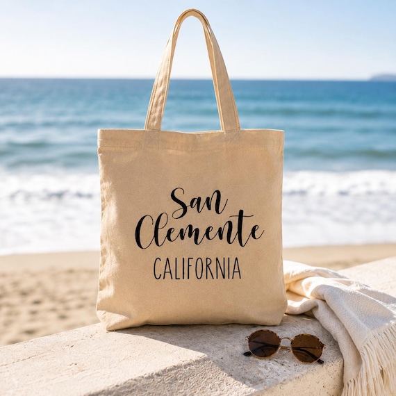 San Clemente Bag California Beach Gift Canvas Book Bag Reusable Market Carrier Everyday Carryall Tote San Clemente Ca Coastal Town Souvenir