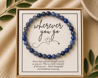 Friend Moving Away Gift Bracelet Personalized Gemstone Healing Crystal Custom Gift Leaving for College New Job