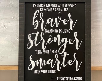 Winnie the Pooh Quote |Promise Me You Will Always Remember Sign |Christoper Robin Quote Sign | Nursery Decor |