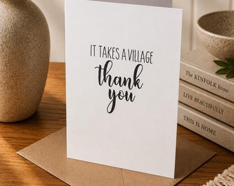 Thank You Card Blank Inside Appreciation Note Minimalist Card Modern Design Letterpress Quality Stationery Professional Correspondence Paper