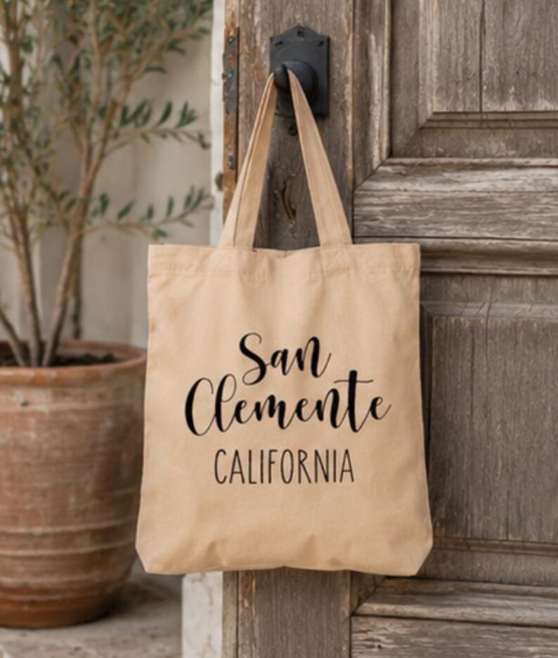 San Clemente Bag California Beach Gift Canvas Book Bag Reusable Market Carrier Everyday Carryall Tote San Clemente Ca Coastal Town Souvenir image 6