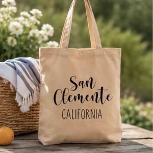 San Clemente Bag California Beach Gift Canvas Book Bag Reusable Market Carrier Everyday Carryall Tote San Clemente Ca Coastal Town Souvenir image 7