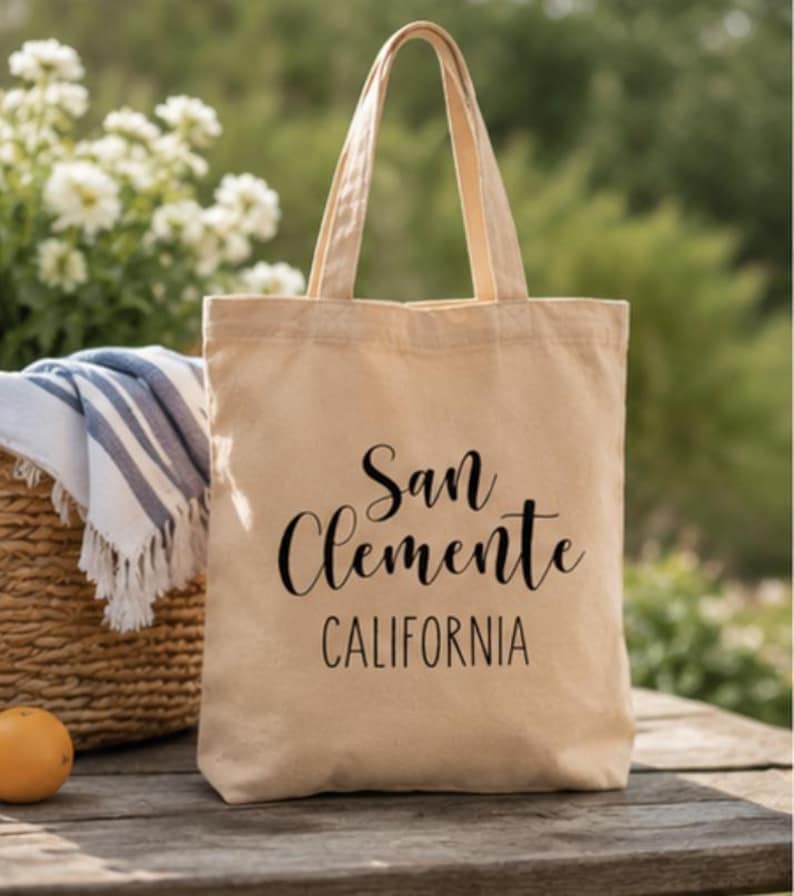 San Clemente Bag California Beach Gift Canvas Book Bag Reusable Market Carrier Everyday Carryall Tote San Clemente Ca Coastal Town Souvenir image 7