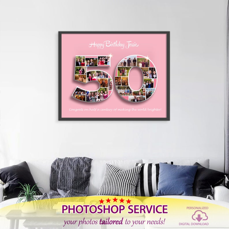 Birthday Photo Collage Gift, Custom Collage Art, Any Number Photo Collage, Birthday Gift, Party Decoration Poster, PRINTABLE, Digital