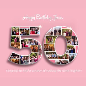 Birthday Photo Collage Gift, Custom Collage Art, Any Number Photo Collage, Birthday Gift, Party Decoration Poster, PRINTABLE, Digital