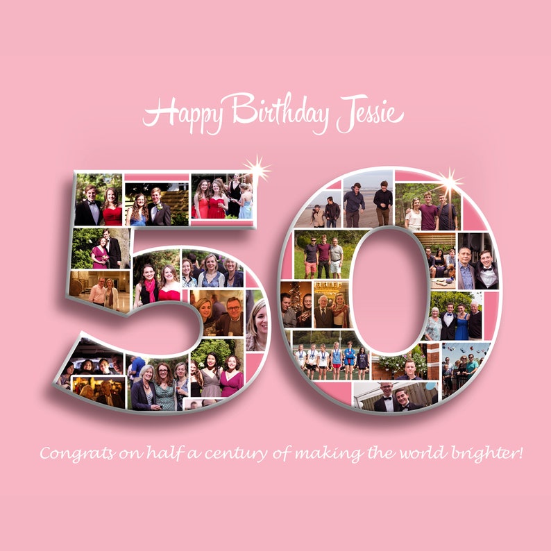Birthday Photo Collage Gift, Custom Collage Art, Any Number Photo Collage, Birthday Gift, Party Decoration Poster, PRINTABLE, Digital