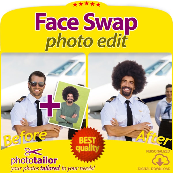 Face Swap Photo Edit, Photoshop Service, Change head in a picture with another head, Family or business photos, for humans or pets, Digital