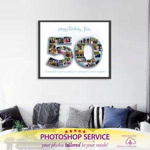 Birthday Photo Collage Gift, Custom Collage Art, Any Number Photo Collage, Birthday Gift, Party Decoration Poster, PRINTABLE, Digital