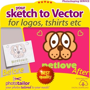 スケッチからベクターSVGへ描画をSVG ai epsに変換、カスタムsvg、画像ベクター化、画像の再設計、HTVデザインバッジTシャツ、ギフト