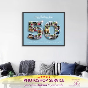 Birthday Photo Collage Gift, Custom Collage Art, Any Number Photo Collage, Birthday Gift, Party Decoration Poster, PRINTABLE, Digital