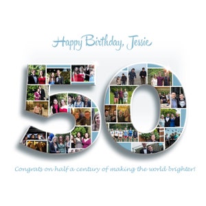 Birthday Photo Collage Gift, Custom Collage Art, Any Number Photo Collage, Birthday Gift, Party Decoration Poster, PRINTABLE, Digital