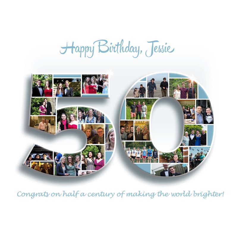 Birthday Photo Collage Gift, Custom Collage Art, Any Number Photo Collage, Birthday Gift, Party Decoration Poster, PRINTABLE, Digital