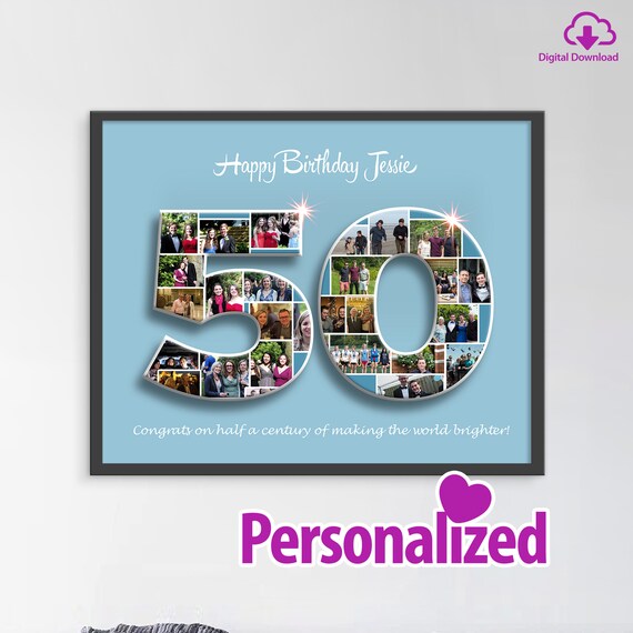 Birthday Photo Collage Gift, Custom Collage Art, Any Number Photo Collage, Birthday Gift, Party Decoration Poster, PRINTABLE, Digital