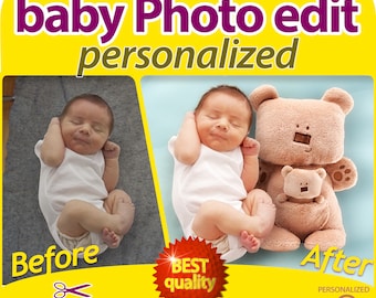 Modifica foto del bambino, servizio Photoshop, ritocca le foto del tuo bambino, unione di immagini senza soluzione di continuità di foto diverse, cambia sfondo, download digitale