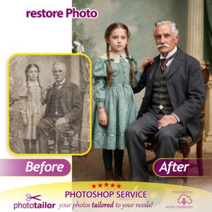Restauro di vecchie foto, fotoritocco, riparazione e colorazione di vecchie immagini, foto danneggiate, restauro di foto d'epoca, immagini strappate e graffiate, regalo immagine 3