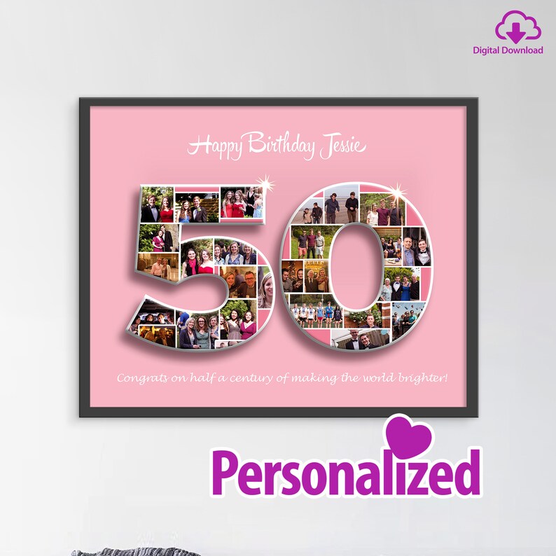 Birthday Photo Collage Gift, Custom Collage Art, Any Number Photo Collage, Birthday Gift, Party Decoration Poster, PRINTABLE, Digital