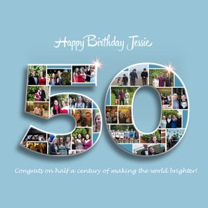 Birthday Photo Collage Gift, Custom Collage Art, Any Number Photo Collage, Birthday Gift, Party Decoration Poster, PRINTABLE, Digital