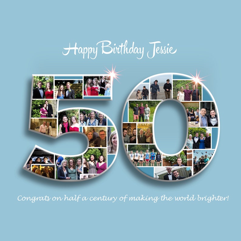 Birthday Photo Collage Gift, Custom Collage Art, Any Number Photo Collage, Birthday Gift, Party Decoration Poster, PRINTABLE, Digital