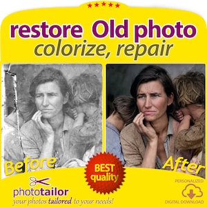 Restaurar fotos antiguas, Edición de fotos, Reparar y colorear imágenes antiguas, Fotos dañadas, Restauración de fotos antiguas, Imágenes rotas y rayadas, Regalos
