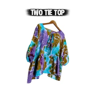 TWO TIE TOP, one size,reclaimed fabrics (S/M/L) oversized fit