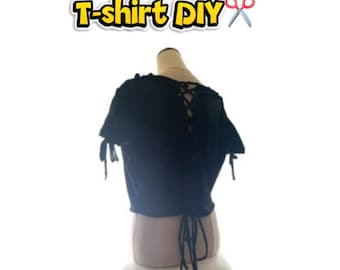 T-SHIRT CON PIZZICO GRAZIOSO, ispirazione per t-shirt, tutorial, solo forbici