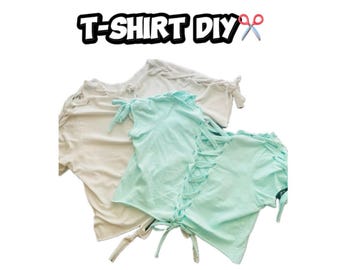 T-SHIRT CON PIZZICO GRAZIOSO, ispirazione per t-shirt, tutorial, solo forbici