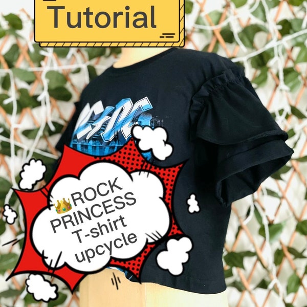 ROCK PRINCESS TEE, upcycle tutorial, t-shirt upcycle, plus bonus headband tutorial!