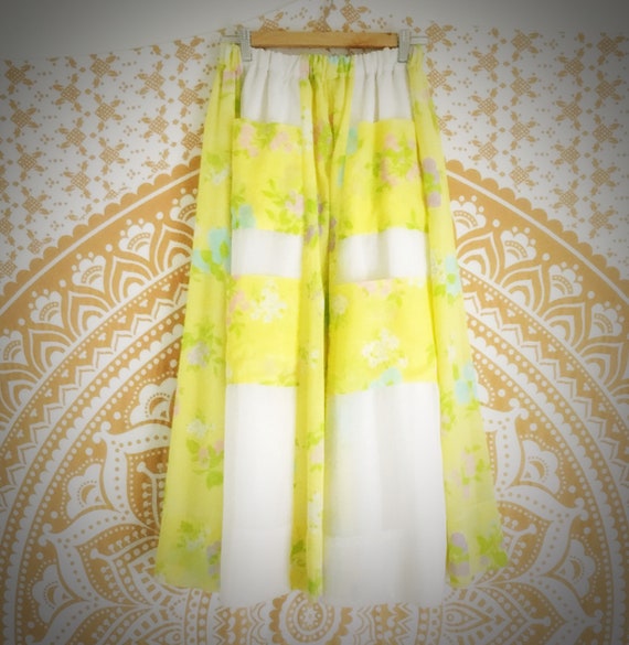 Vintage Patchwork Maxi-Skirt, Summer Bohemian Skir