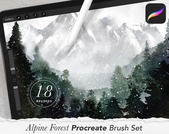 Alpine Forest Brush kit for Procreate // Watercolor for Procreate
