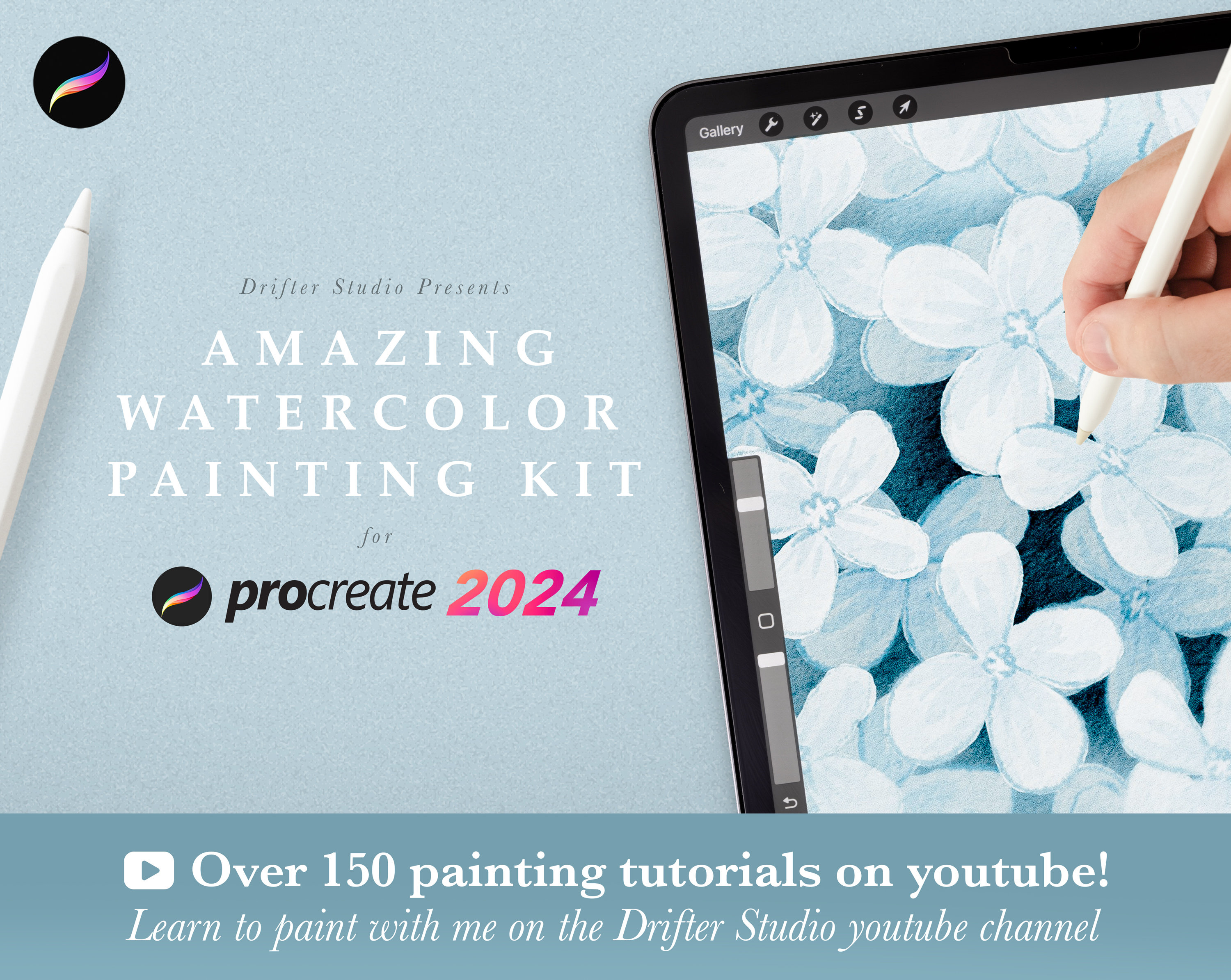 Procreate水彩キット2024 — リアルなブラシ、紙テクスチャ＆チュートリアル