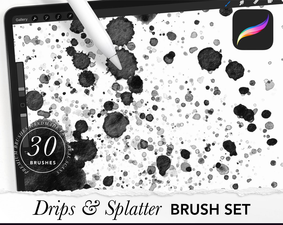Drips and Splatter Brush Kit for Procreate // Watercolor for Procreate ...