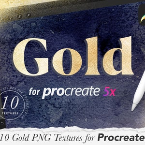 Realistic Gold for Procreate // 10 Gold Textures & Video Tutorial