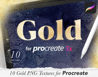 Realistic Gold for Procreate // 10 Gold Textures & Video Tutorial