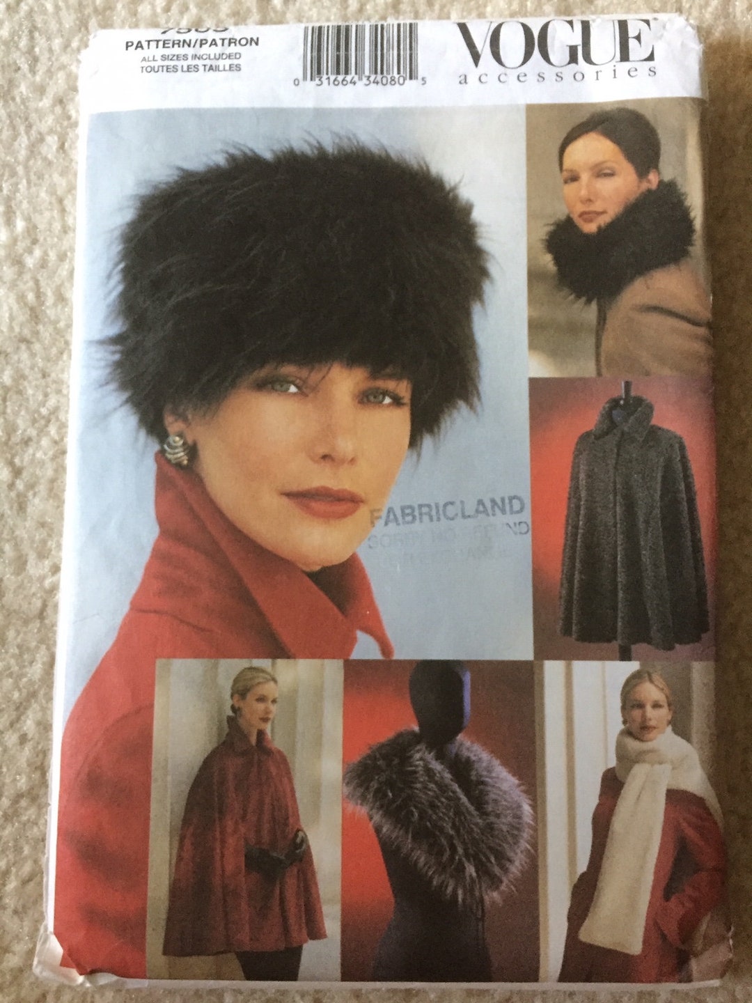 Vogue 7505 Sewing Pattern Ladies Accessories Hat Cape Etsy