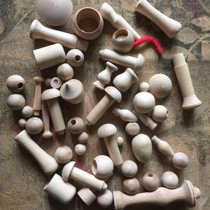 Lot of wooden shapes,  approximately 50 pieces, all sizes and shapes