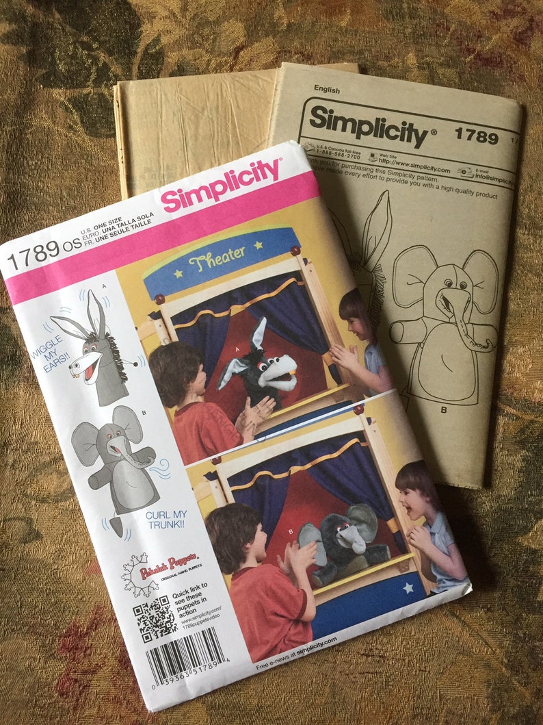 Simplicity 1789 Sewing Pattern Hand Puppets Pakaluk - Etsy